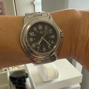 Victorinox Silver Watch with Black Dial